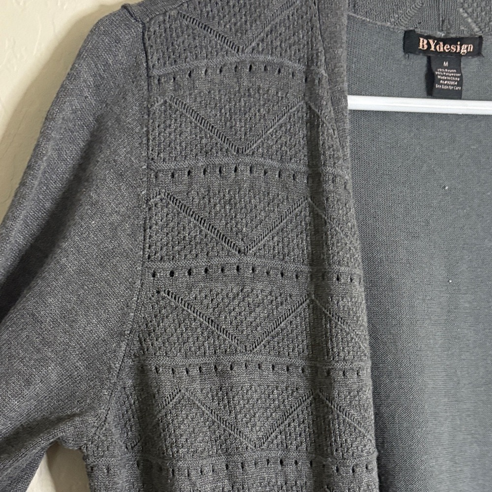 Gray Open-Front Cardigan - Picture 6 of 11